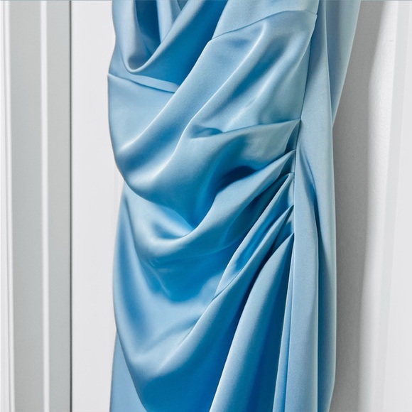 Katie May Taylor Gown in French Blue Bustier Strapless Maxi Dress Satin Small S - Picture 10 of 14